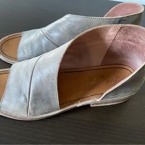 Grey leather, Free People Asymmetrical Sandal, 8.5
